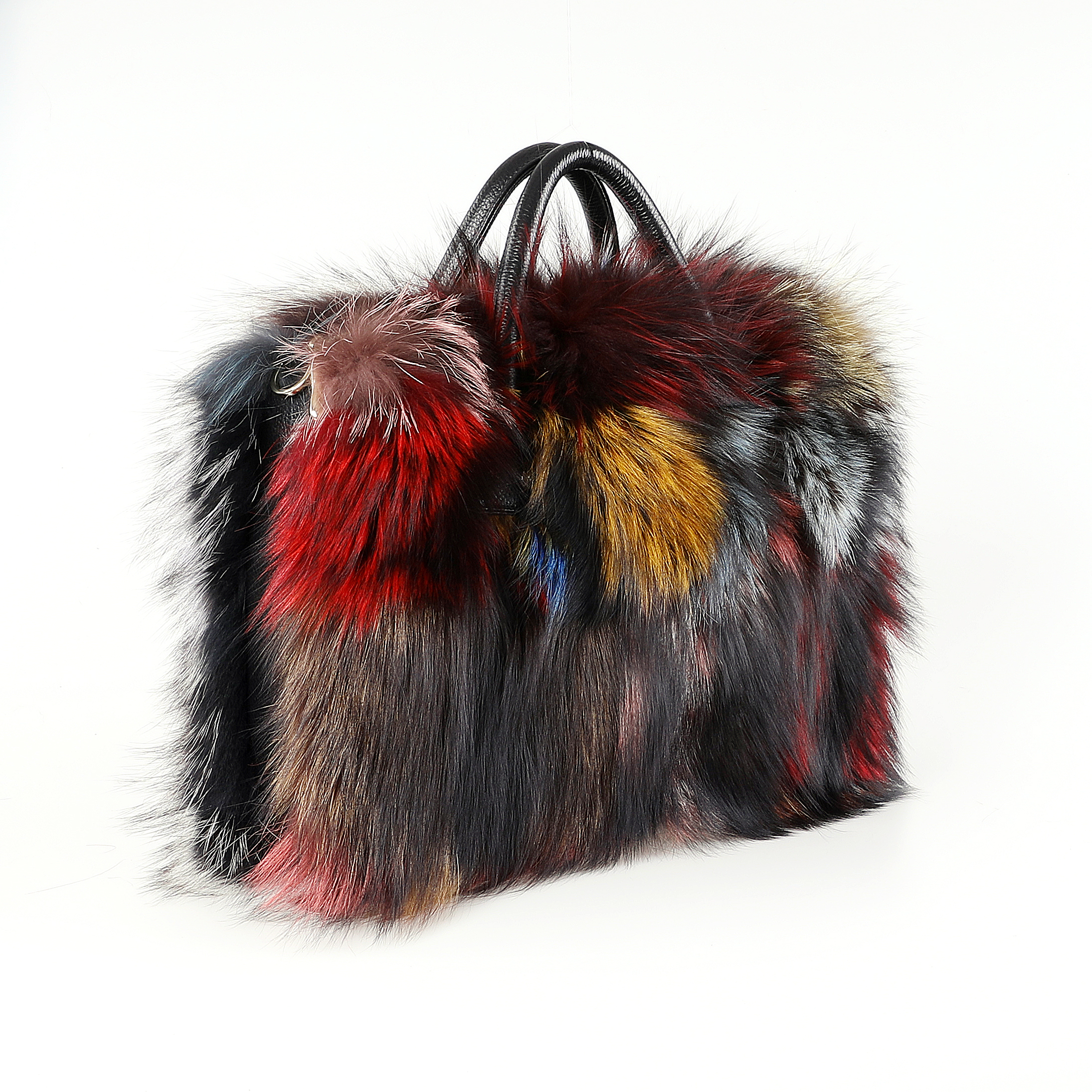 Women Winter Genuine Fox Fur Shoulder Bag Large Tote Clutch Purse Handbag 