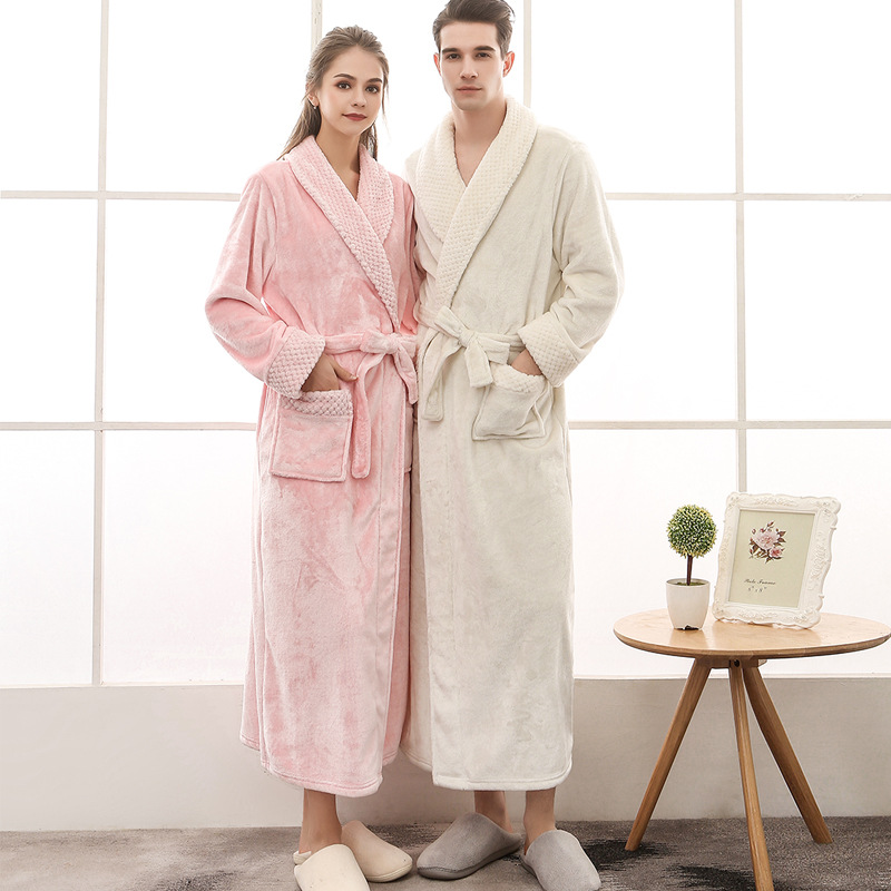 Deluxe Fluffy Plush Soft Warm Fleece Bath Robe Hotel/spa Robes Long Bathrobe For Mens And Women Sleepwear 