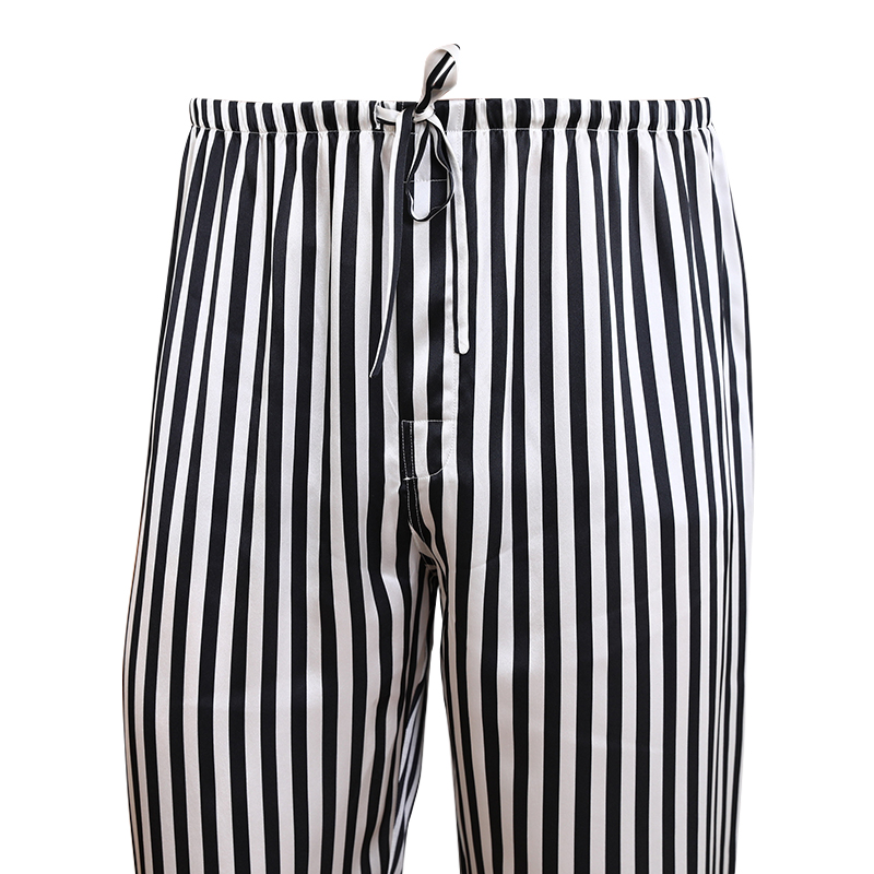 Top Quality Silk Sleepwear Producer 19 Mm Fashional Striped Silk Pajamas Set For Men 