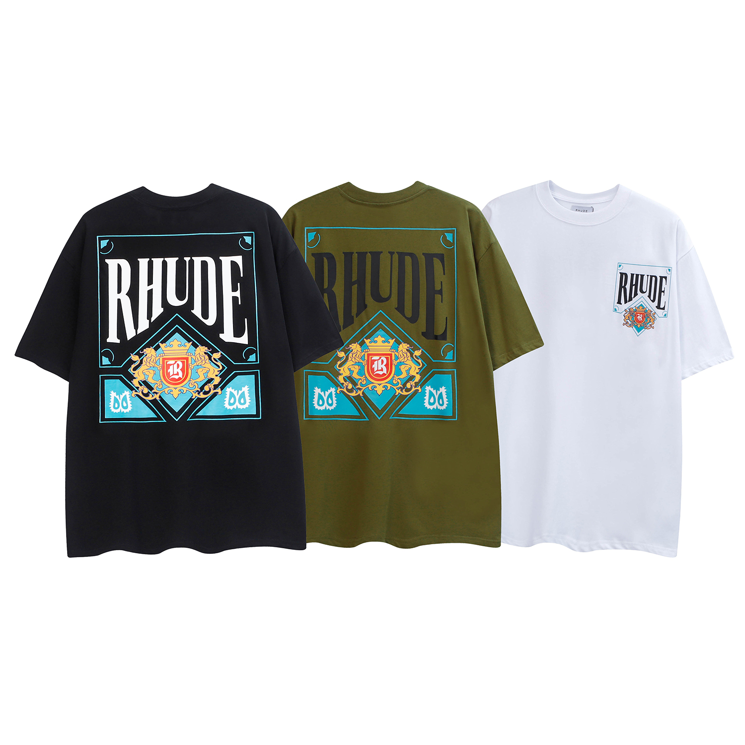 Rhude Wholesale Of High-quality Clothing For Men And Women's High-end Printed Short-sleeved T-shirts 