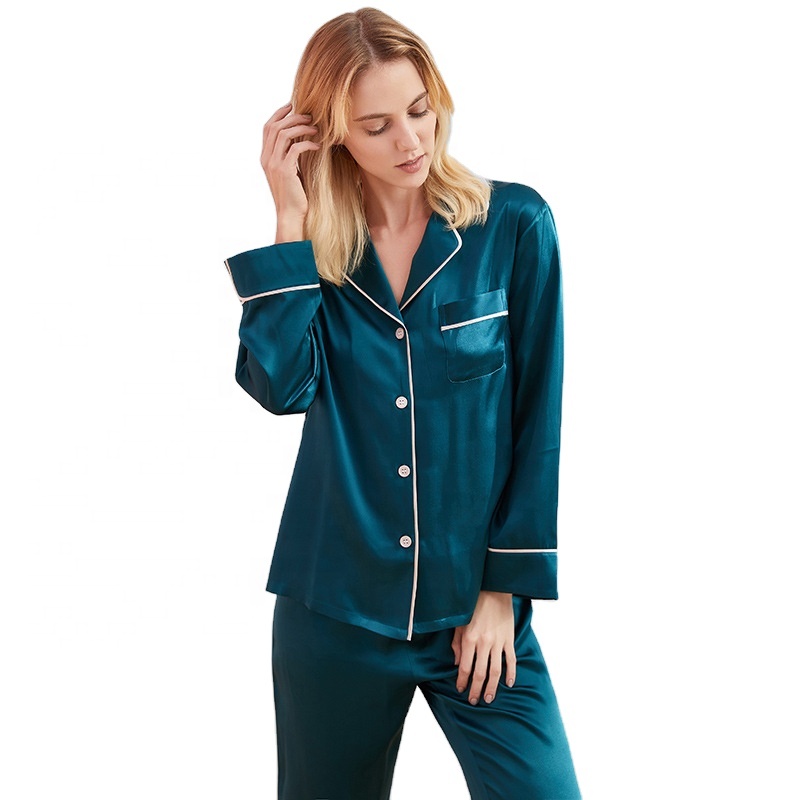 Women Luxury Pajama Sets Pure Silk Women&#39;s Casual Sleepwear Loungewear Men&#39;s Night Dresses Women&#39;s Sleepwear 