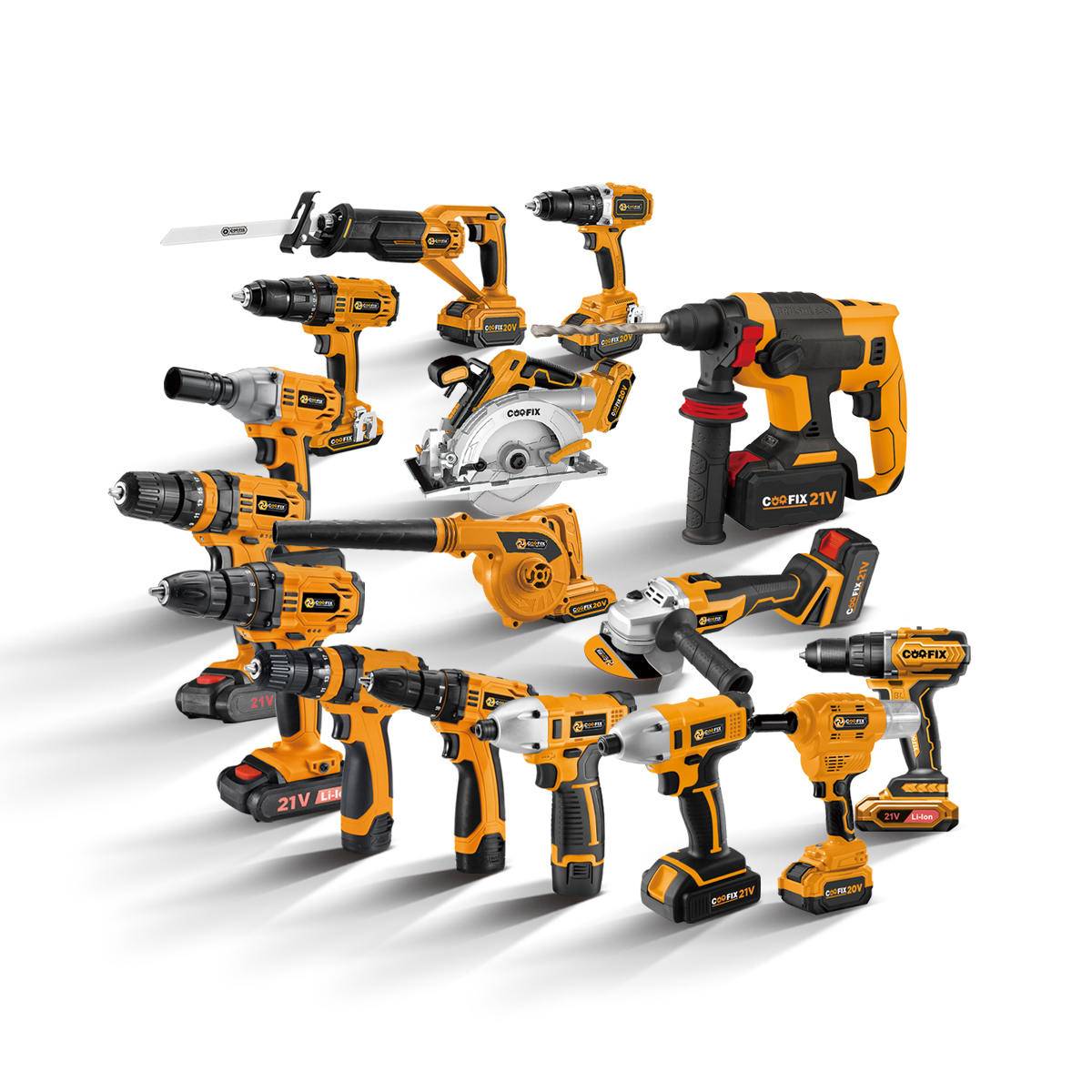 Coofix Electrician Toolbox Auto Repair Tool Power Tool Combo Kit Cordless Drill Battery Drill 