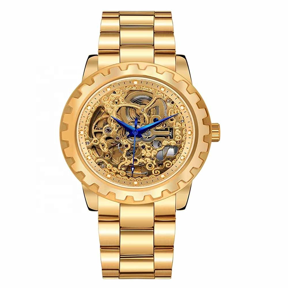 Berny Gold Watches For Men Automatic Men&#39;s Wristwatch Skeleton Luxury Dress Mechanical Mens Watch 
