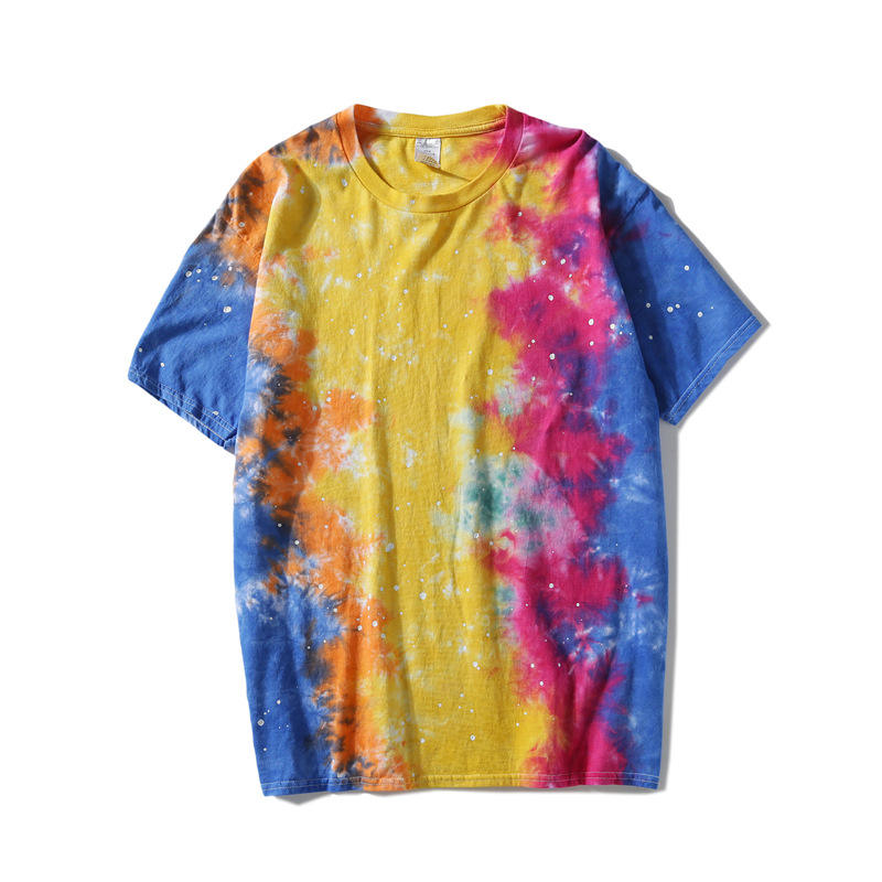 New Custom Graphic Men's Wear Trend 100% Cotton Tie-dye Couples Wear Loose Men's T-shirts 