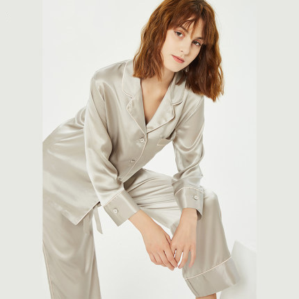 Pure Women&#39;s Soft Long Sleeve Sleepwear Button Down Satin Silk Pajama Set 