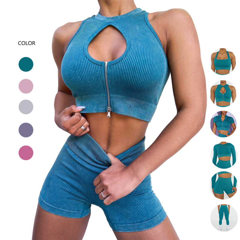 Seamless Yoga Set Women Gym Fitness Sets Sports Zipper Yoga Clothes Workout Tracksuit Fitness Sportswear Athletic