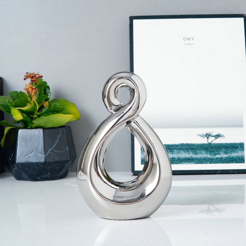 New Item Lovely Silver Plating Object Table Ceramic Sculpture For Home Decor 