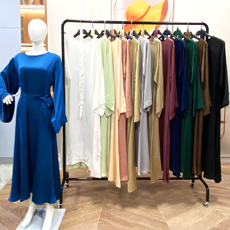 Yiwu Yuxi Abaya Women Muslim Dress 2022 Dubai Tiktok Fashion Simple Robe Solid Color Big Size Muslim Dress Abaya Clothing 