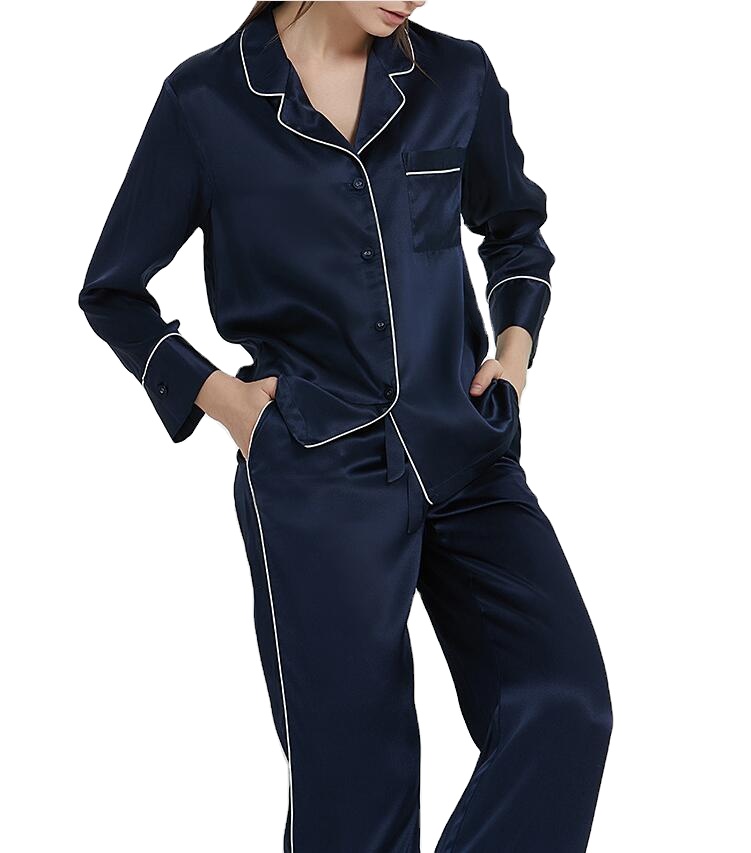 Silk Pajamas Women 100% Mulberry Silk Nightwear 2 Pieces Suit Pajamas 