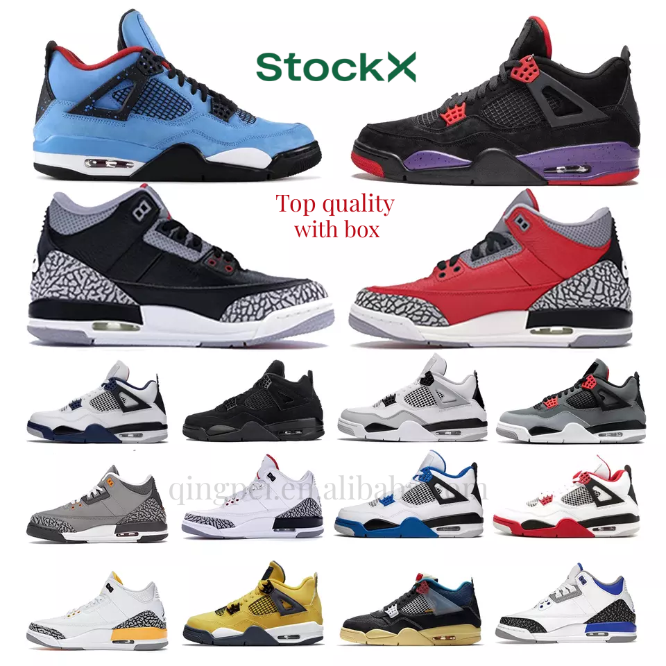 In Stock X Newest Tag Original Sneaker Se Midnight Navy Black Cat Red Thunder Uomini Aj 4 Retro Basketball Shoe Jorden Men Women 