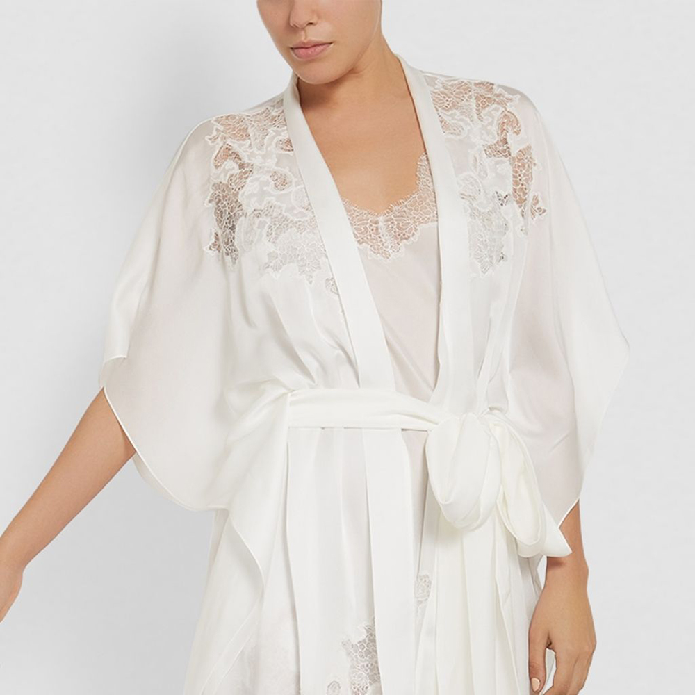 Beta Beautiful Nightwear Bridal White Luxury Silk Lace Trim Robe Party Wedding Sexy Pajamas Set Kimono Bridesmaid Robes 