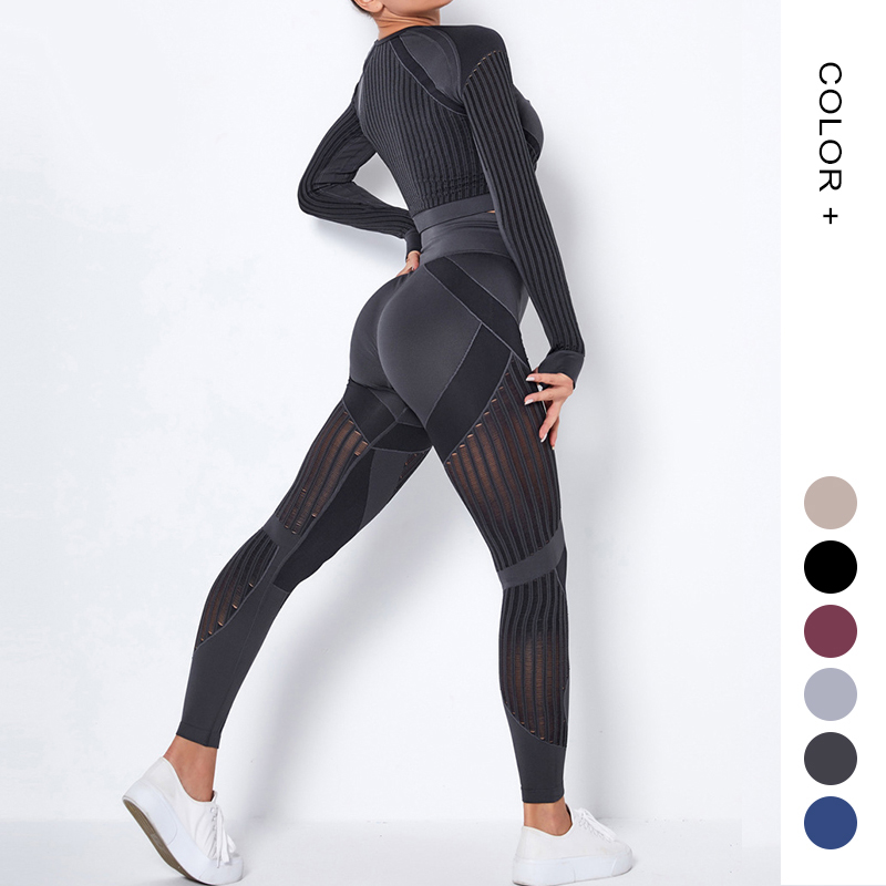 Women&#39;s Athletic Clothing Sets Workout Set 2 Piece Yoga Fitness Clothes Exercise Running Sportswear 