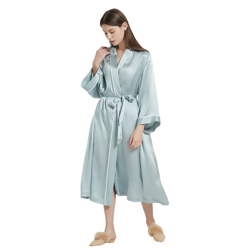 Newest 100% Silk Long Robe Wholesale V Neck Silk Robes For Women 
