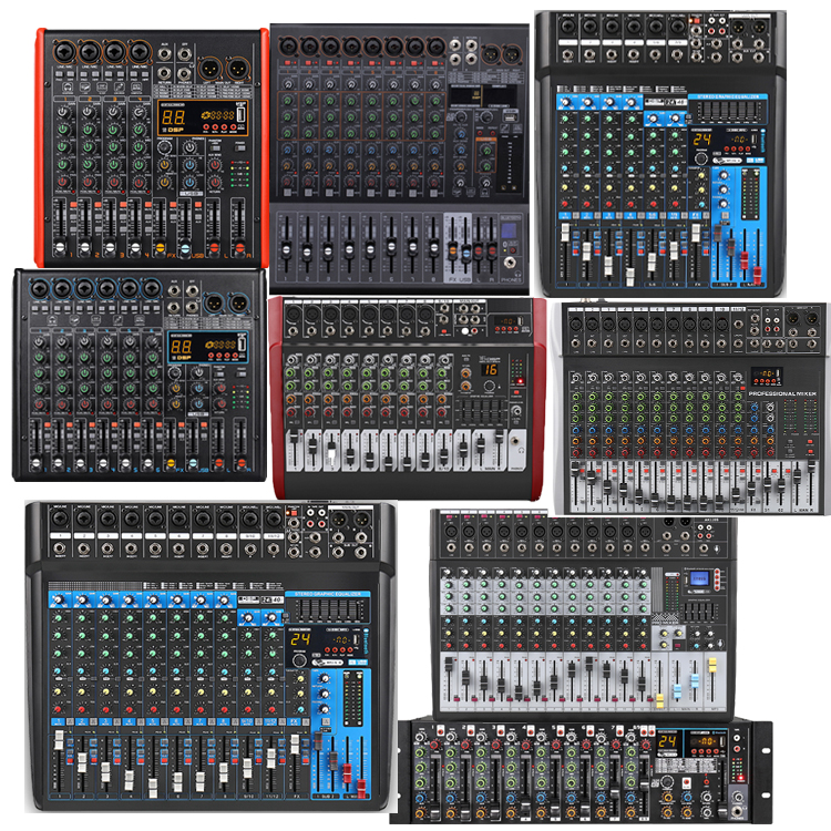 New Design Music Equipment Studio Professional Audio Mixer 8channel Dj Digital Mixer Console Microphone Expander Reverb Effector 