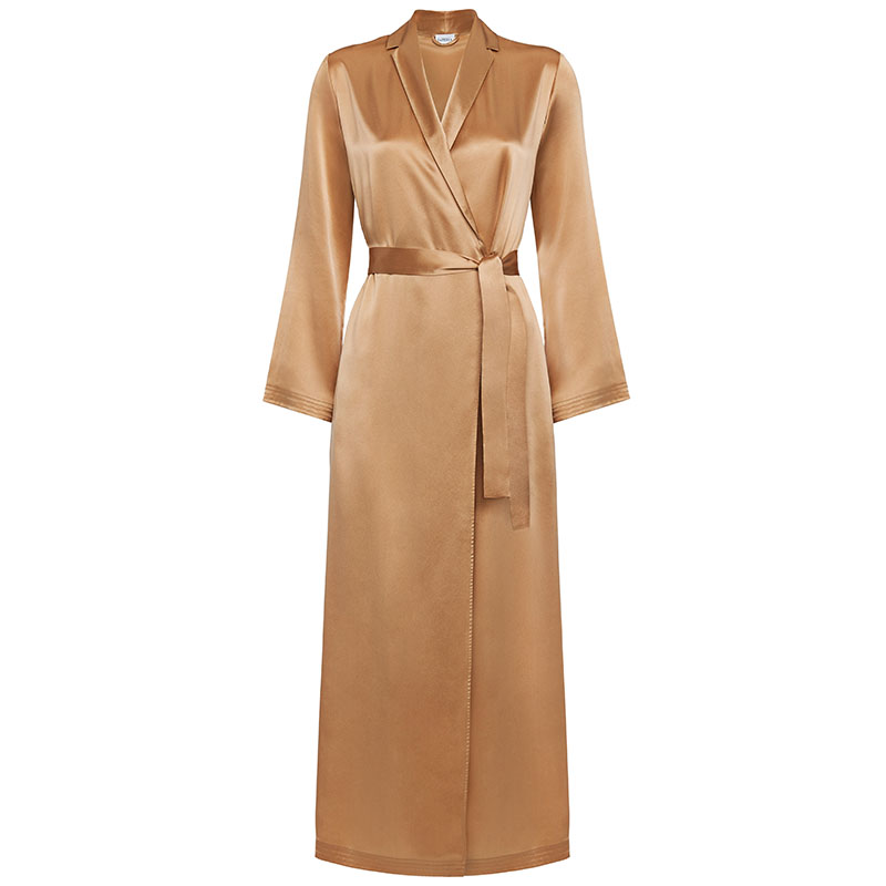 Factory Supplier Solid Color Women Natural 100% Silk Sleepwear Long Robe 