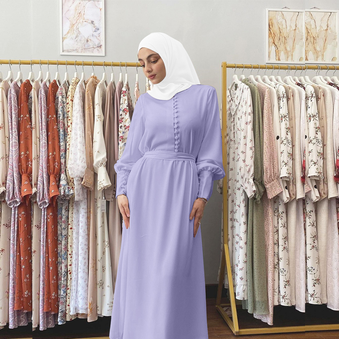 Good Quality Purple Abaya Muslim Women Dress Clothing Modest Abaya Muslim Dress For Ladies 