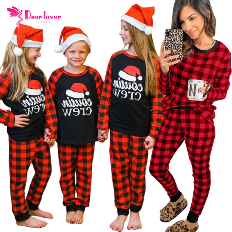 2022 Christmas Long Sleeve Lounge Set Plaid Print Pajamas Loungewear Women&#39;s Sleepwear 