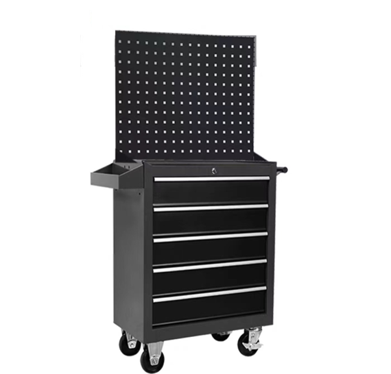 Metal Workshop 5 Drawer Tool Storage Cabinet Movable Tool Cart Tool Box Set Workshop Mobile Trolley