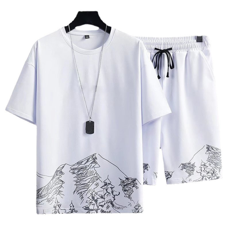 Fashion Summer Man Clothes,Breathable Casual Running Men&#39;s T Shirt And Short Sets Short Sleeve Tops And Pants/ 