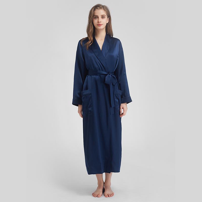 Silk Long Robe Sleep Dress Sexy Luxury 100% Pure Silk For Women Night Dress Silk Pajamas Women Sleepwear Kimono 