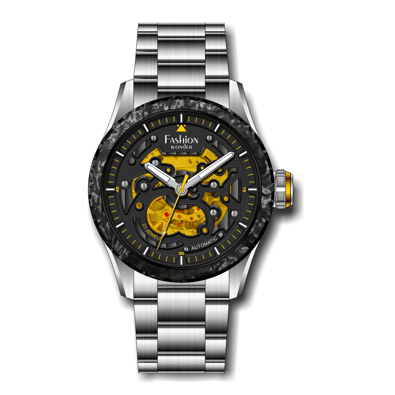 Hot Sale Stainless Steel Case Carbon Bezel Watch Men Wrist Luxury Custom Brand Mechanical Watches For Men 