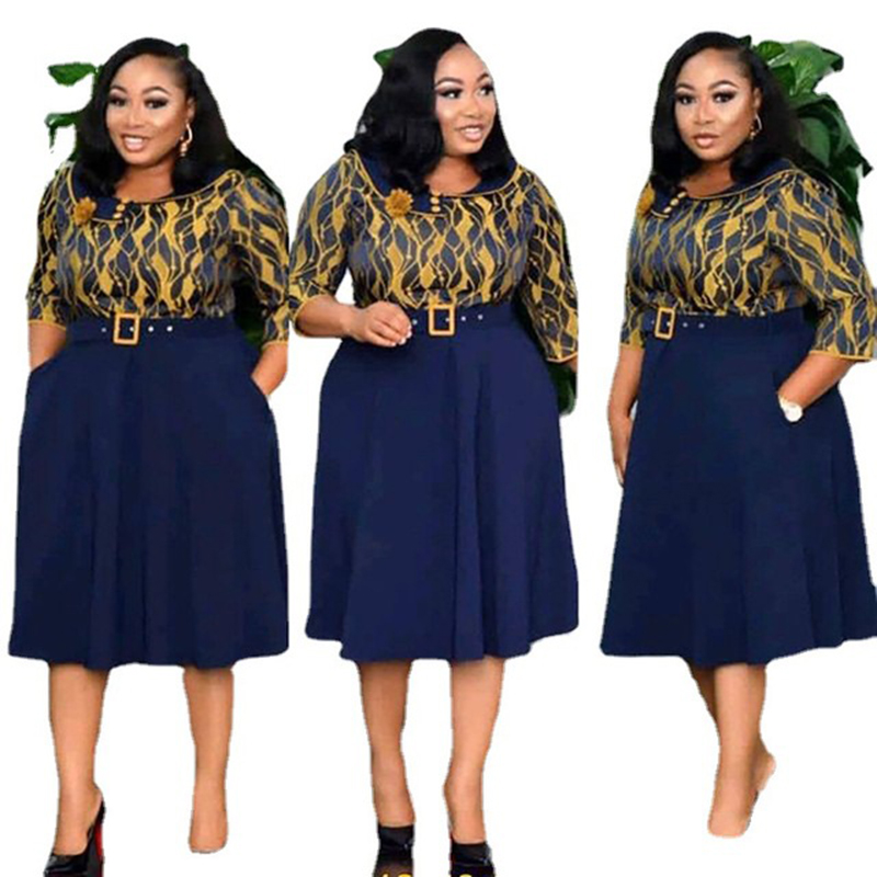 Reliable And Cheap Wholesale Clothing Office Elegant Women&#39;s Dresses Ladies Printed Africa Dress For Women 