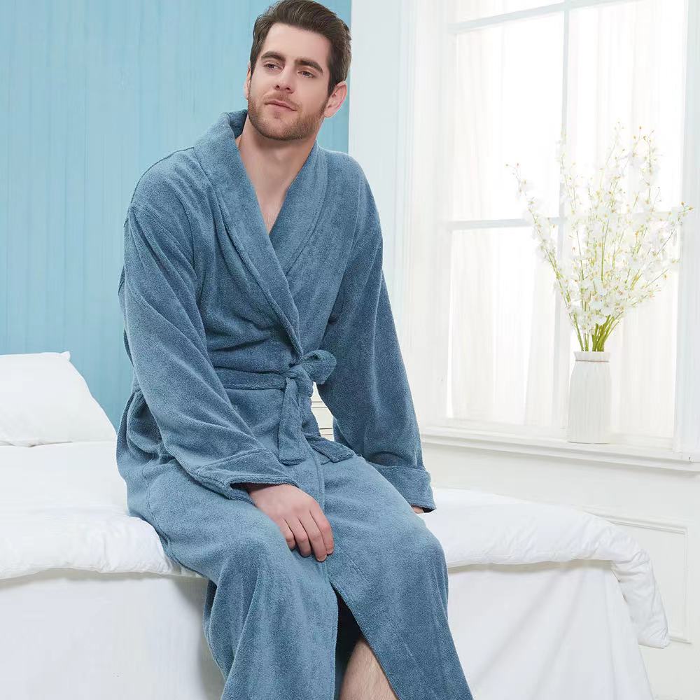 Cotton Hotel Luxury Bathrobe Long Sleeve Winter Sexy Pajamas Sleepwear For Men And Women 