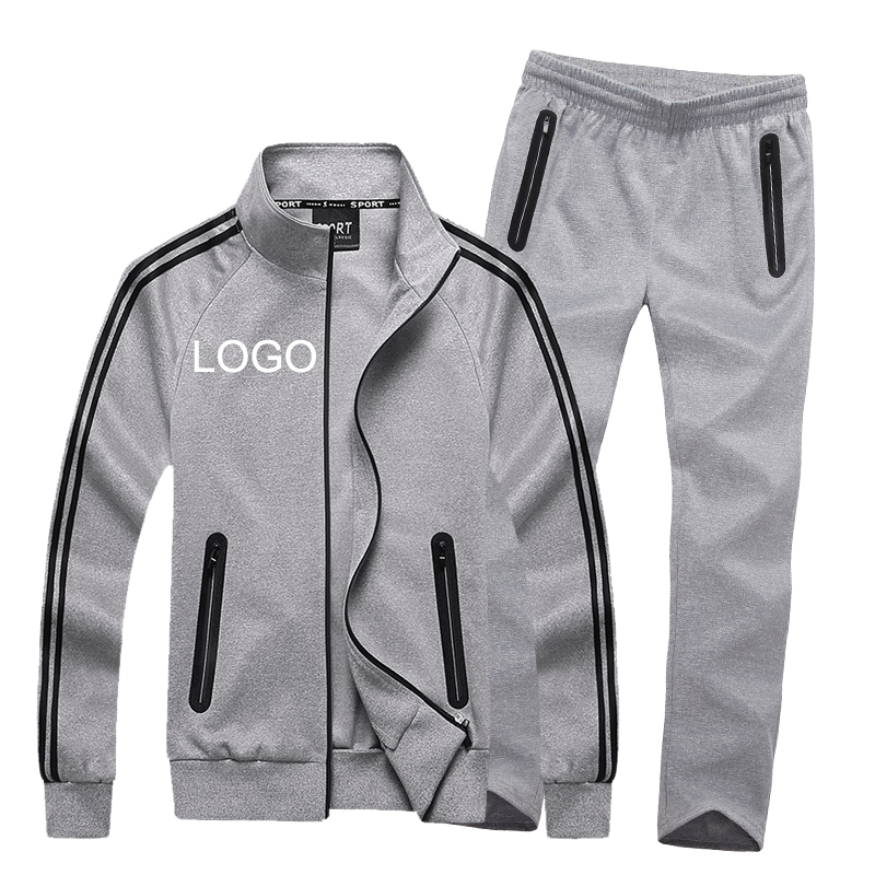 Custom Blank Mens Sets Tracksuits With Stripe Polyester Jogging Suits Men Autumn Winter Plain Training Sportswear Men 2019 