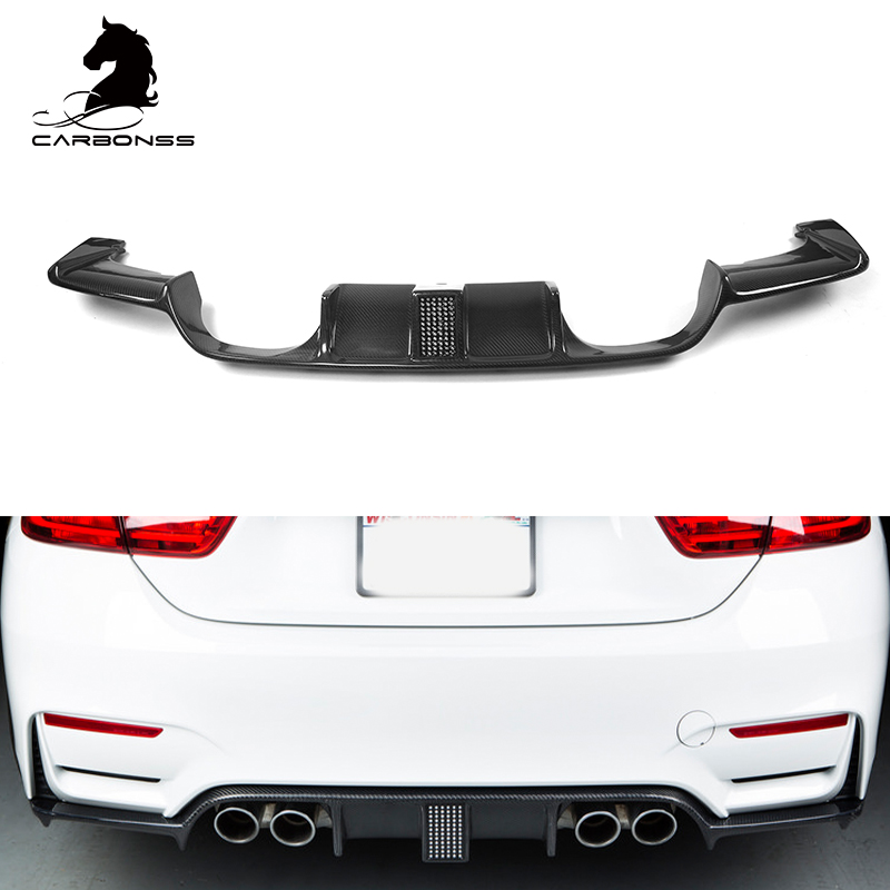 Ks Type Car Rear Bumper Spoiler Diffuser Lip With Led Carbon Fiber Car Rear Diffuser For Bmw M4 M3 F80 F82 F83 