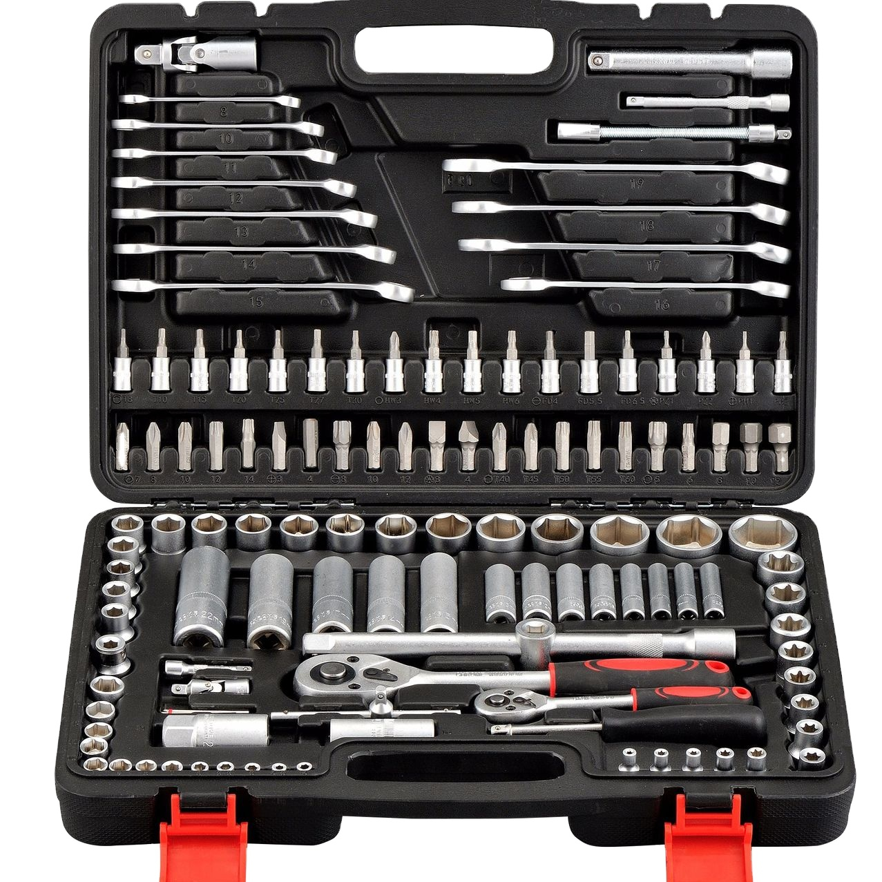 Cheap 72 Teeth Black Case 61 Pieces 1/2&quot; 1/4&quot; Inch Mechanical Automotive Repair Tool Set Tool Box 