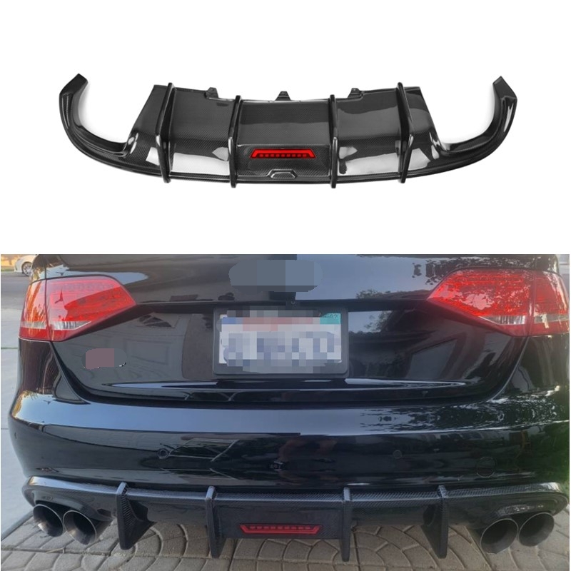 K Style Carbon Fiber Rear Bumper Lip Diffuser For Audi A4 B8 S Line Car Tuning 2009-2012 Rear Diffuser 