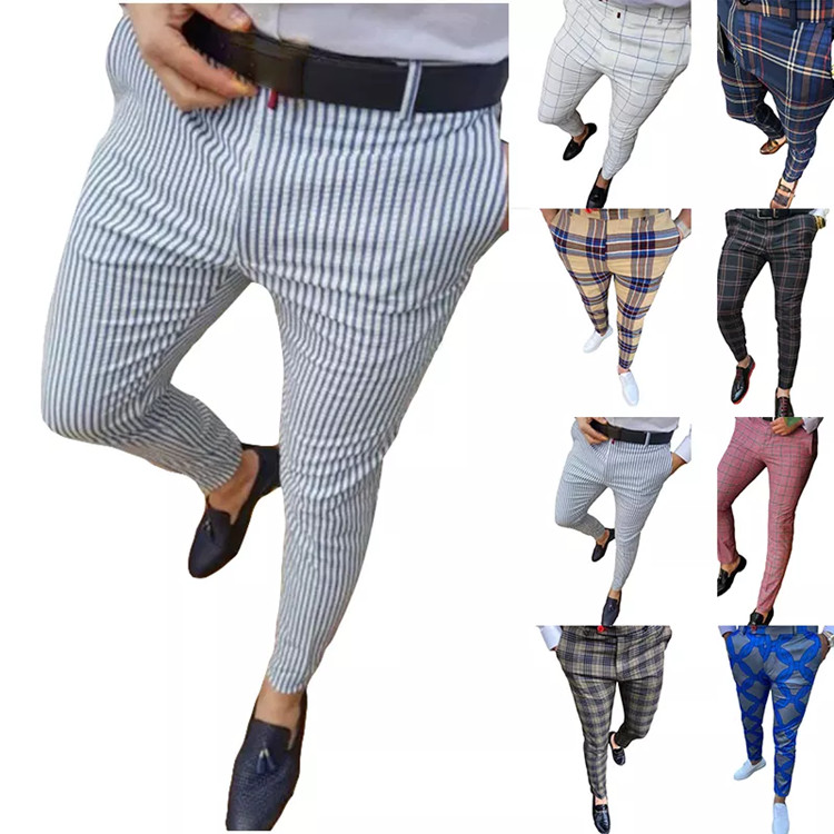 2022 Fashion Hot Sell Private Label Men&#39;s Trousers Chinos Mens Polyester Pants Plaid Pants Men 