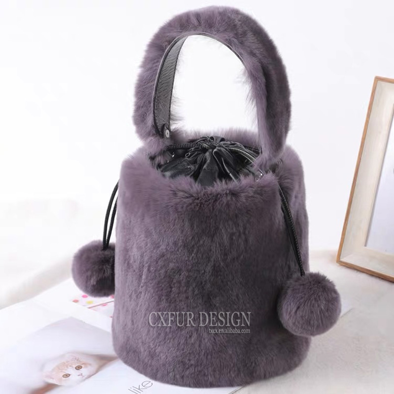 Cx-h-26f New Product Fashion Bag Rex Rabbit Fur Bag Ladies Fur Tote Handbags 