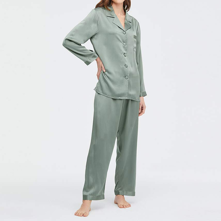 2022 New 22mm Elegant Ladies 100% Pure Mulberry Silk Pajamas Sexy Pajama Silk Set Satin Silk Pajamas Set 