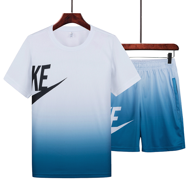 Hot Sale Best Quality Gradient Color Casual Men&#39;s Breathable Shorts T-shirt Suit And Short Sweater Jogger Sets For Men