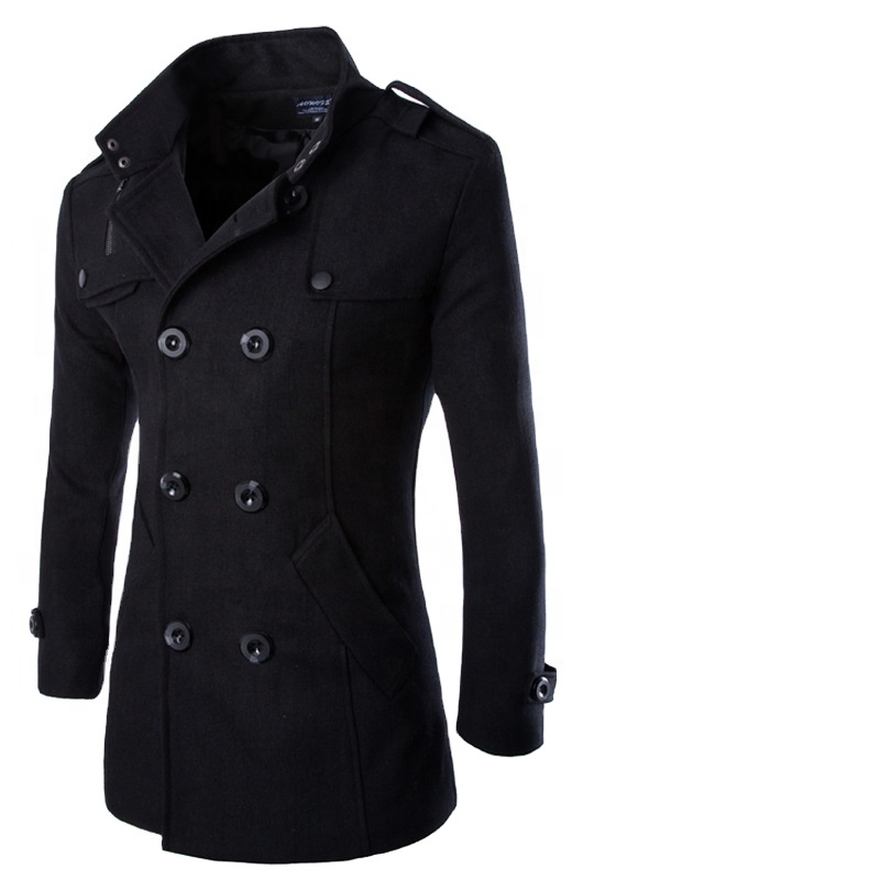 Trendy Overcoat Men Woolen Coat Men Long Mens Coat Retro Style Male Clothing 