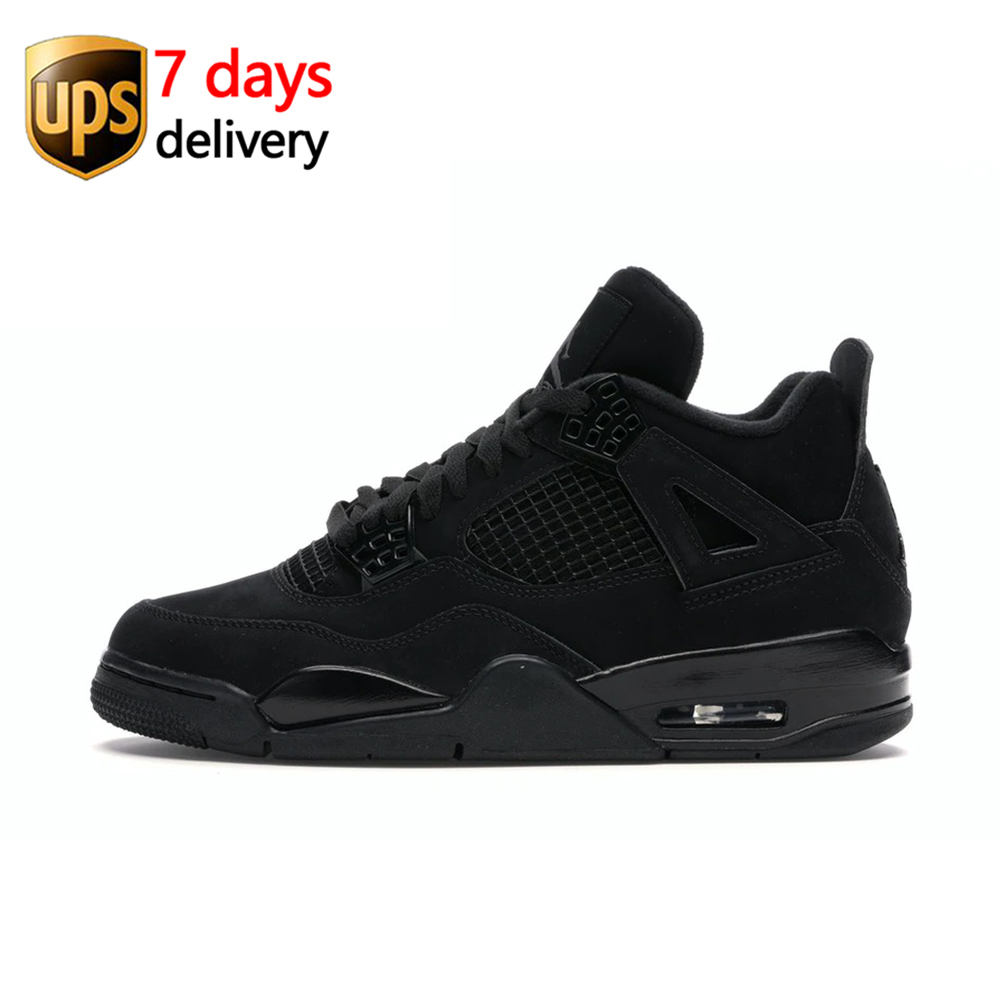 Cu1110-010 Black Cat Nike Air Jordan 4 Sport Basketball Shoes Men Running Shoe Lace Up White Large Sizes Trainers 