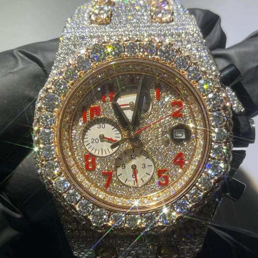 Vvs Watch High Quality Fashion Gold Plated Wrist Luxury Mens Diamond Iced Out Custom Logo Quartz Watch For Men