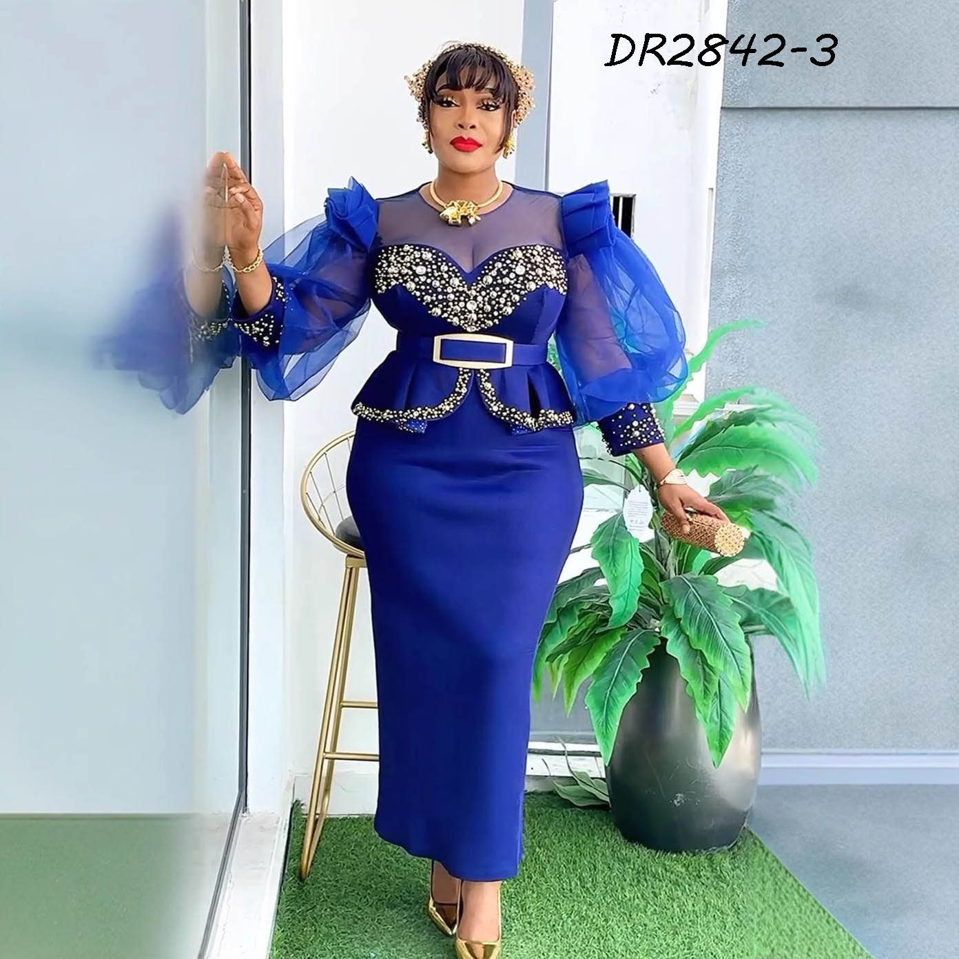 New Fashion Wedding Apparel & Accessories African Dresses African Robe Luxury Long Maxi Dress for Summer for Women Sequins