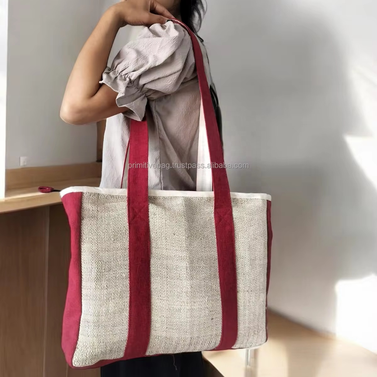 Designer Tote Bags ECO Rich Hemp Custom Size Women's Handbags Shopper Bags Reinforced Base Cotton Lining Durable Hemp Tote Bags