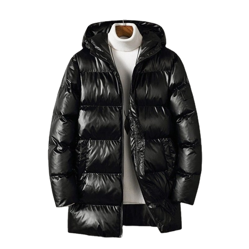 Men Fashion Shiny Winter Puffer Jackets Cold Weather Black And Silver Bubble Puffer Jacket Men Puffer Jackets 