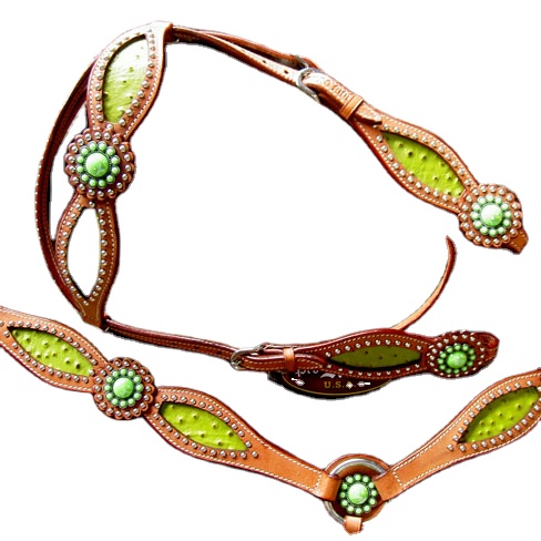 DD Leather Western Horse Bridle Set Indian Manufacturer Sports & Entertainment-Reins Breast Collar Head Stall Ornament