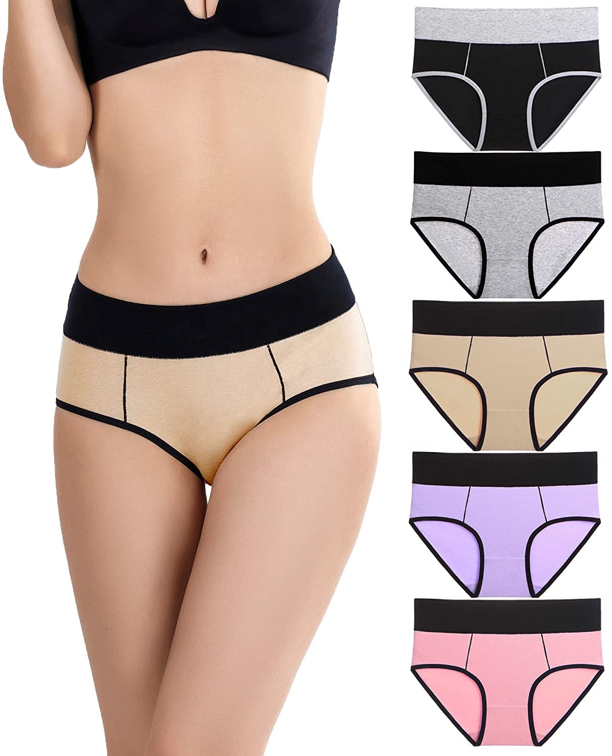 2021 Women's High-Waisted Nylon Panties Seamless Hipster Underwear with Transparent Decoration Direct From Bangladesh