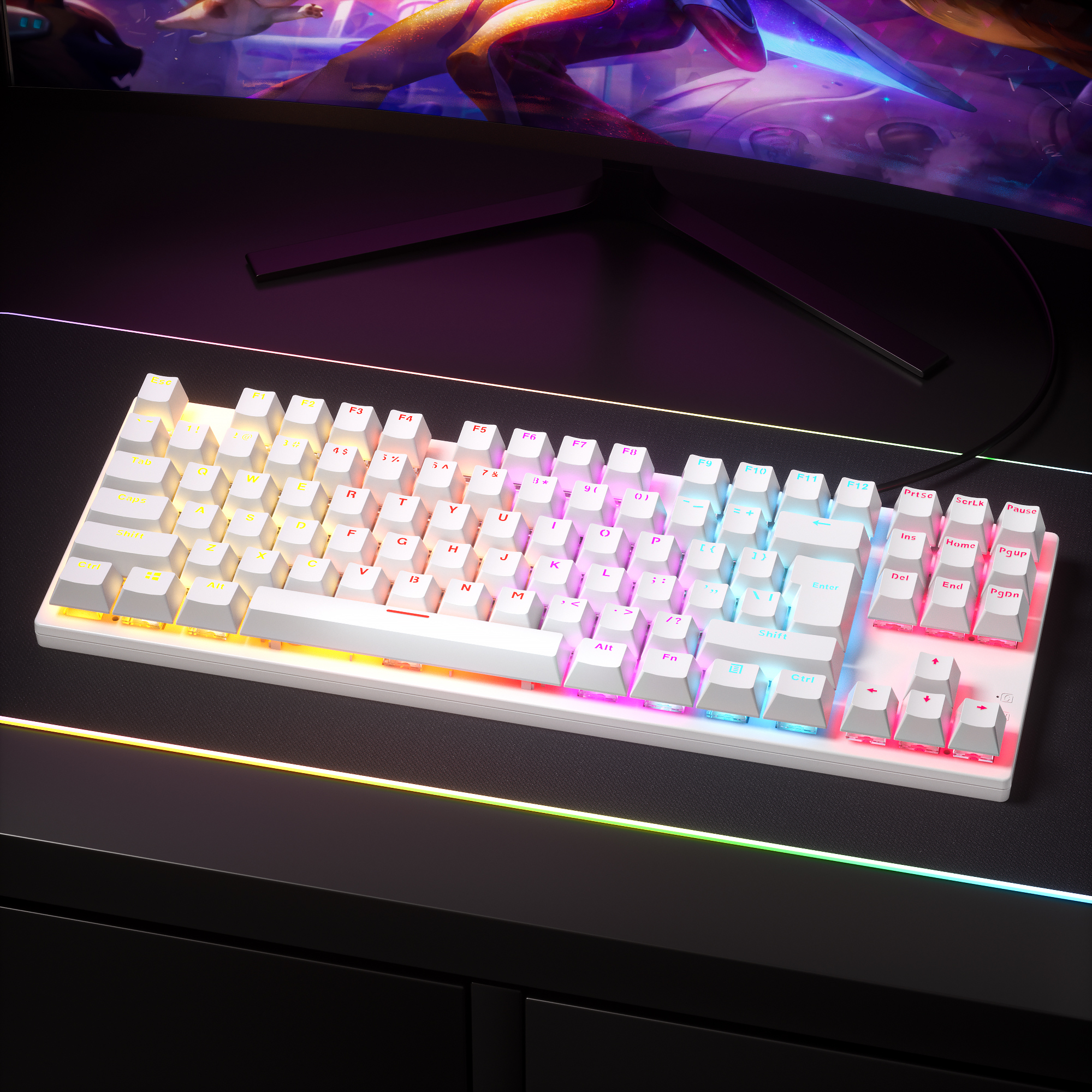 Computer Accessories Slim Wired Usb Led Rgb Backlight Pc Arabic Gamer Gaming Mechanical Keyboard 