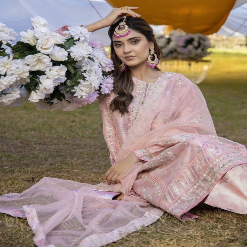 Women's Embroidered Organza Anarkali Dress 3-Piece Wedding Suits & Sarees Long Indian Party Wear Designed Pakistan Indian Girls