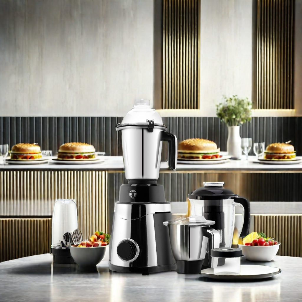 Powerful Electronic Table Top Food Mixer Grinder ABS Body With Stainless Steel Blade Mini Kitchen Appliance for Household Use