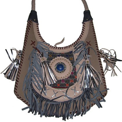 Leather Banjara Shoulder Bag With Suede Fringe 