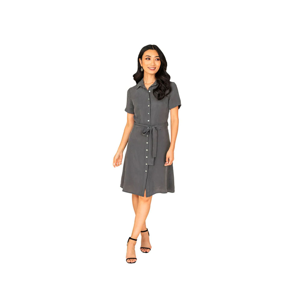 Farah Naz New York Women's Silk Button Down Collar Dresses Breathable Eco Friendly Sustainable Fashion 