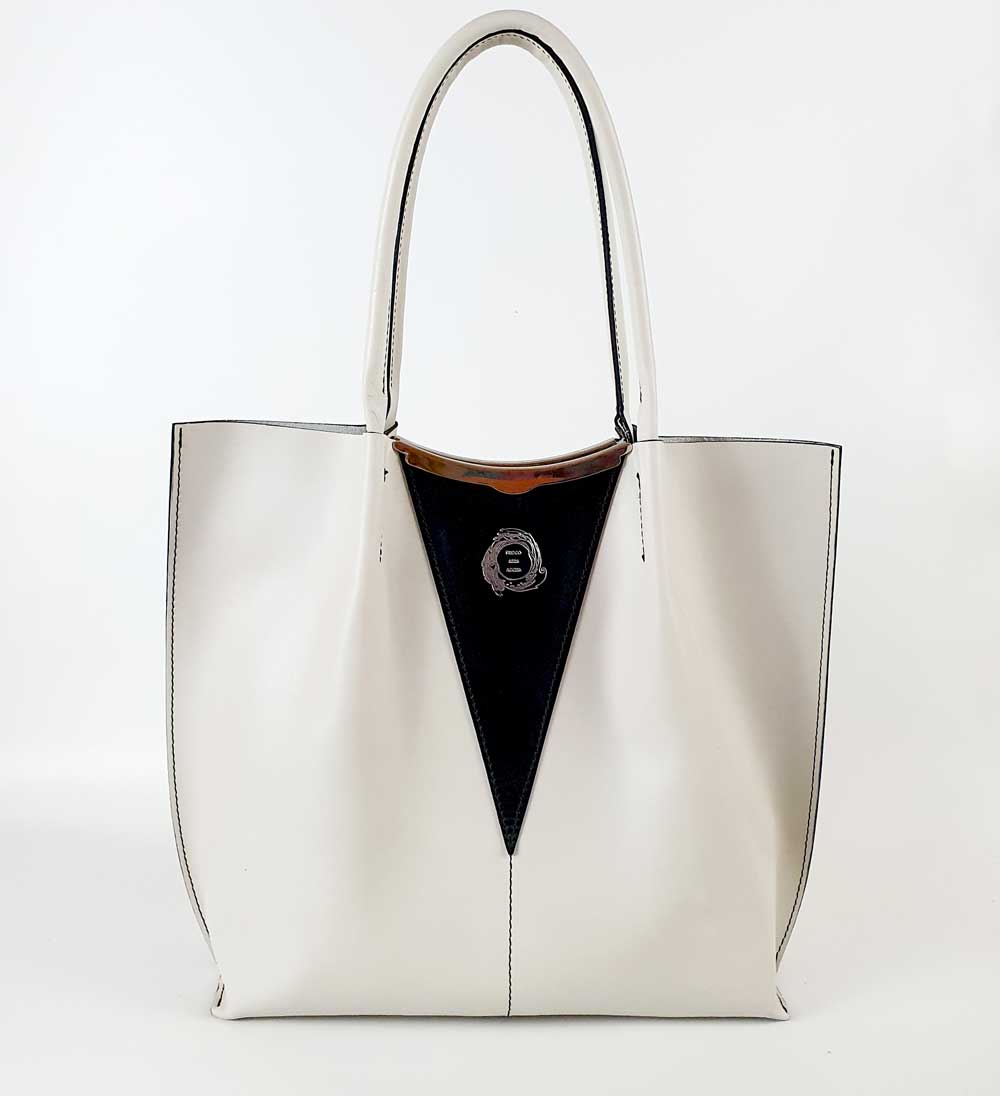 Shopping Tote Leather Bag Italian Fashion Made In Italy Handcrafted 