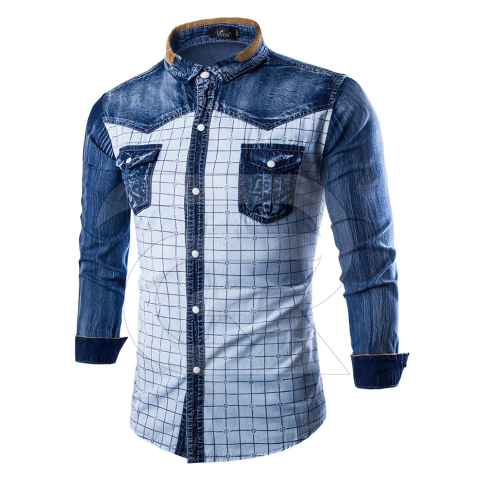 Wholesale Autumn Casual Solid Slim Jeans Shirt For Men 